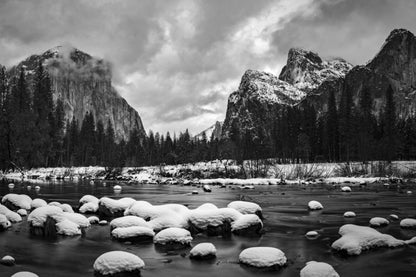 Yosemite Valley View Black & White